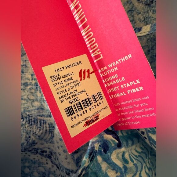 NWT Lilly Pulitzer Jaydan Linen Mini Dress in Amalfi Blue by the Seashore - Picture 10 of 11